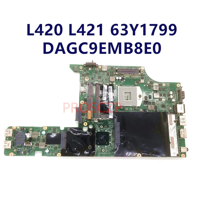 High Quality Mainboard For LENOVO Thinkpad L420 L421 L520 63Y1799 DAGC9EMB8E0 Laptop Motherboard With HM65 100% Full Tested OK