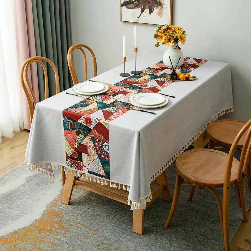 

Rectangle Waterproof Tablecloth Oil-Proof Table Cloth with Tassel Wrinkle Free Table Cover for Kitchen Dinning Party Holiday