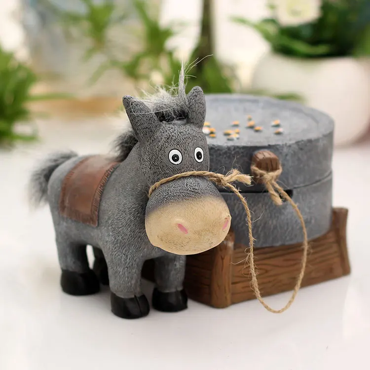 

Creative Donkey Pull Mill Resin Ashtray Personality Ashtray Gifts For Father Boyfriend Smoking Accessories Home Decorations