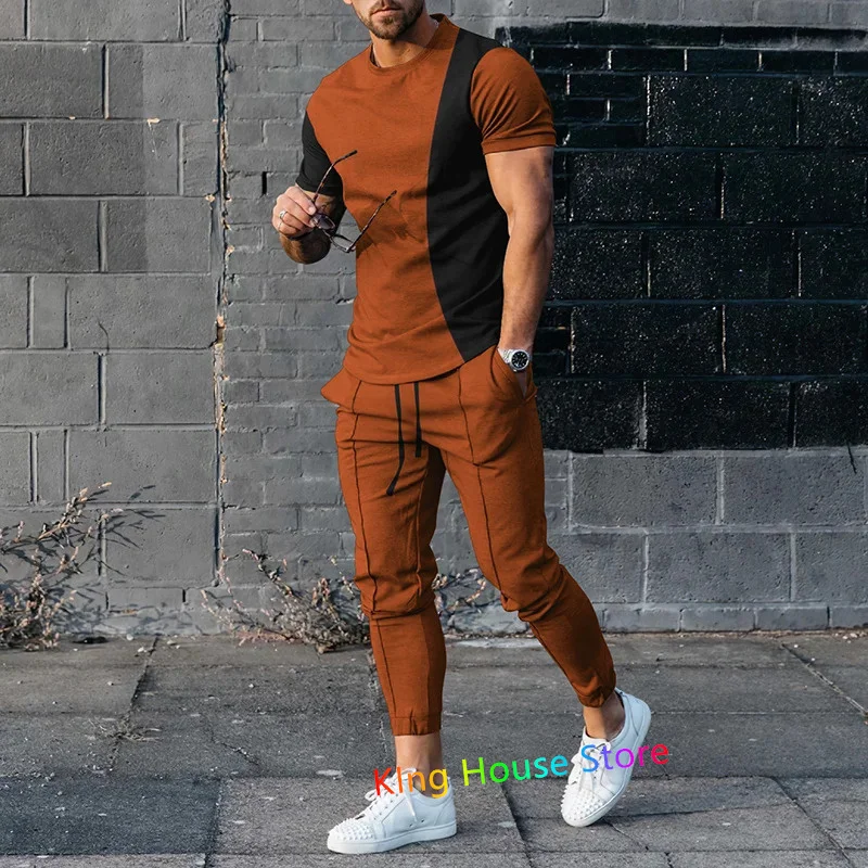 Men's Tracksuits 2 Piece Set 3d Print Long Sleeve Tshirt Trouser Set Sport Casual Male Oversized Men Clothing Track Suit Set
