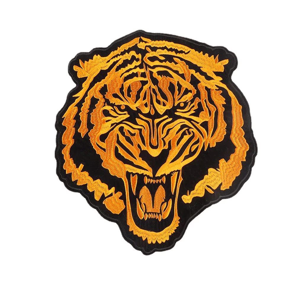 

Animal Patch Tiger Head Embroidery Gold Large Cloth Stickers for Coats Repair Damaged Holes Garment Accessories Decoration