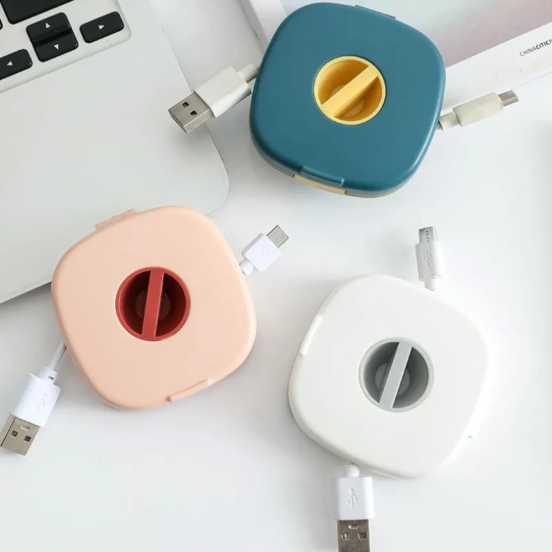 

2 in 1 Cable Organizer Rotating Cable Winder Box Portable Wire Storage Case Phone Holder Mouse Wire Earphone Cord Storage