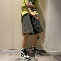 korean style summer mens black wide leg denim shorts 2022 new fashion casual baggy short jeans male brand clothes