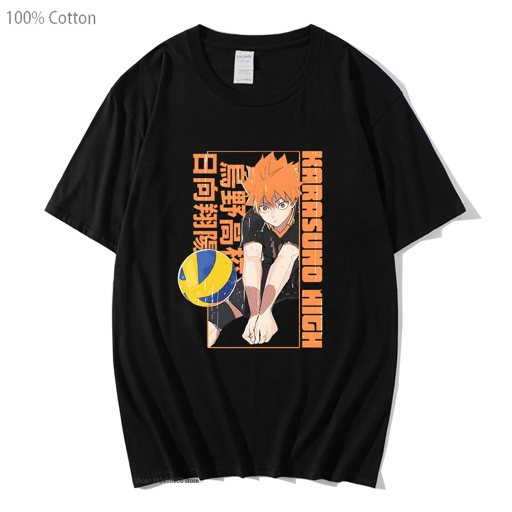 

Japan Anime Haikyuu T-Shirts Karasuno Funny Manga Printed Shirt Cartoon Graphic Summer Tshirts Women 100% Cotton Clothes Unisex