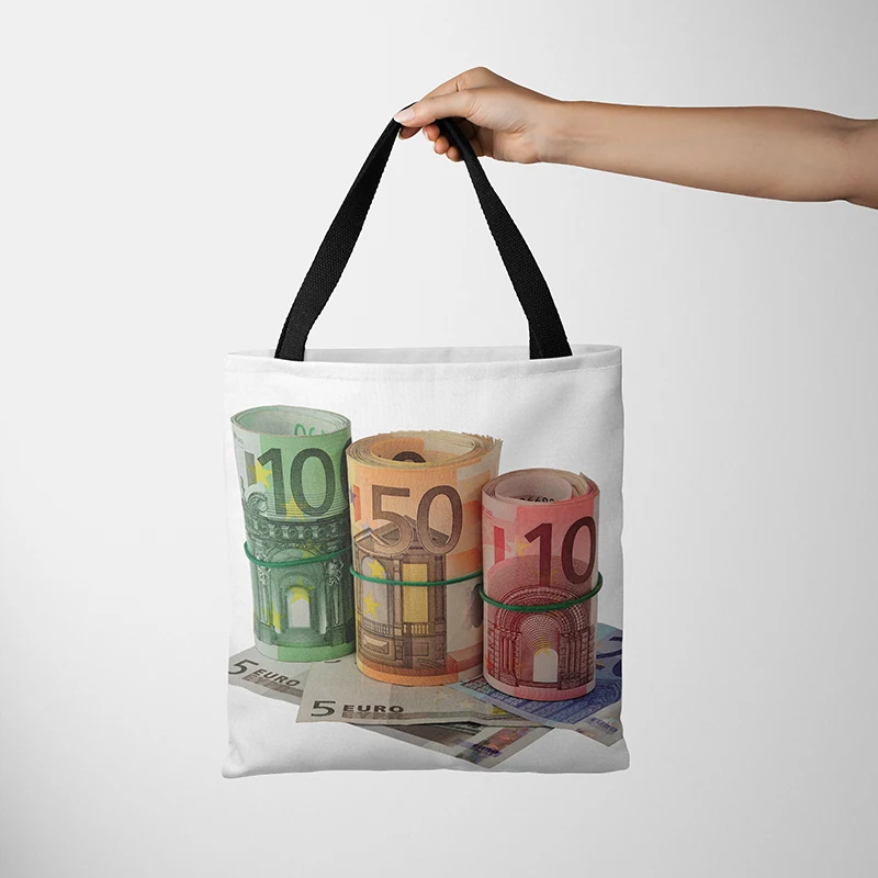 

New Shopper Dollars Printed Tote Bags For Women Harajuku Ladies Shopper Handbag Girl Shoulder Shopping Bag Lady Canvas Bag