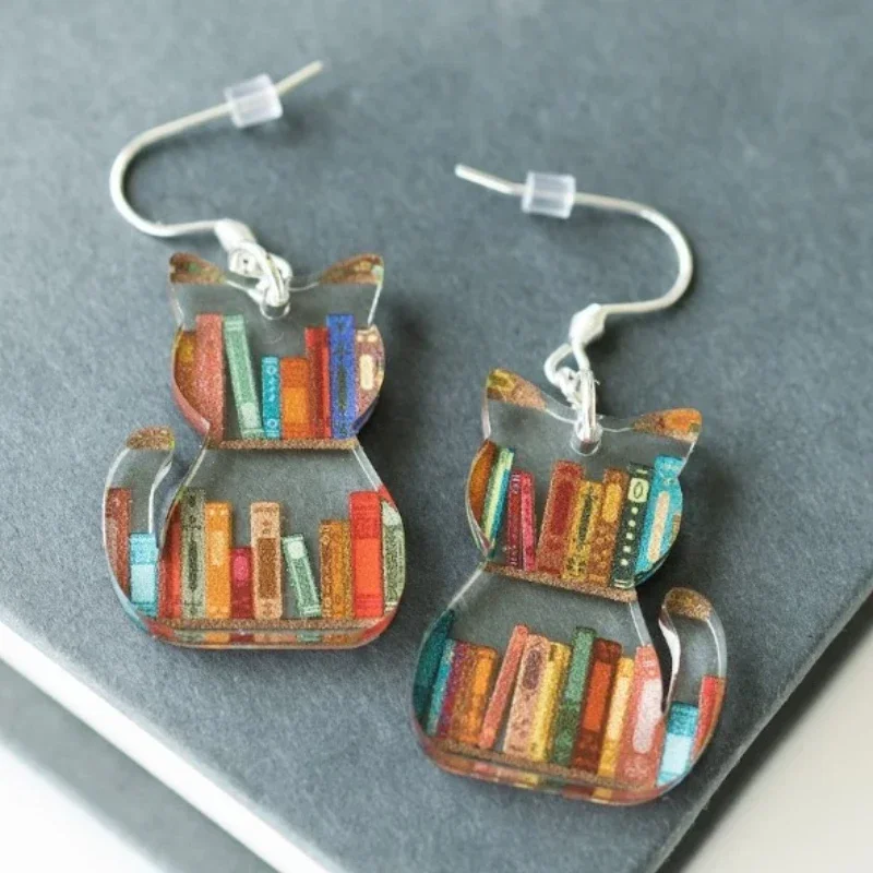 

Женские акриловые серьги-подвески в виде книжной полки