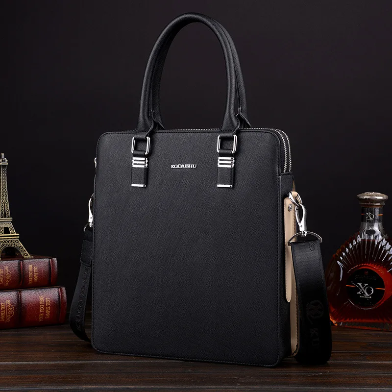 Business Genuine Leather Men's Briefcase Bag 14-Inch Laptop Bag Handbag Large Capacity Male Shoulder Bag for Document images - 6