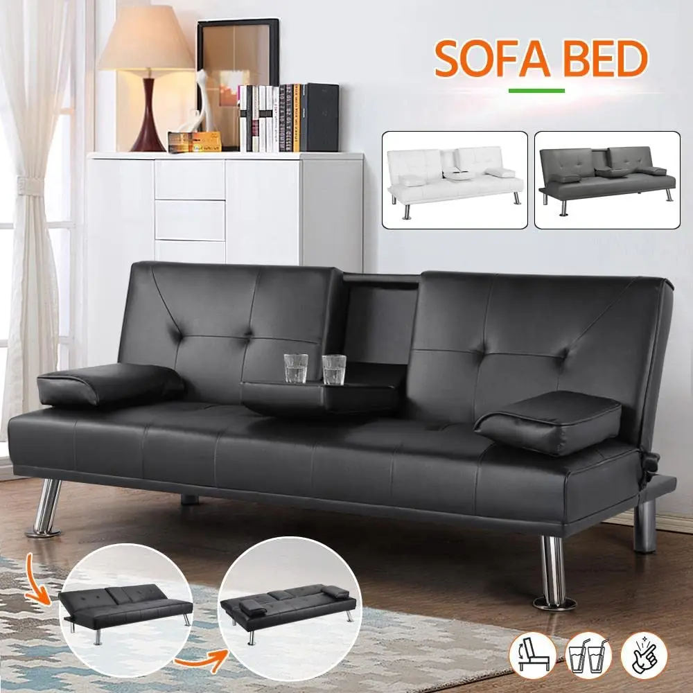 

Anx Convertible Sofa Bed Adjustable Couch Sleeper Modern Faux Leather Home Recliner Reversible Loveseat Folding Daybed Guest Bed