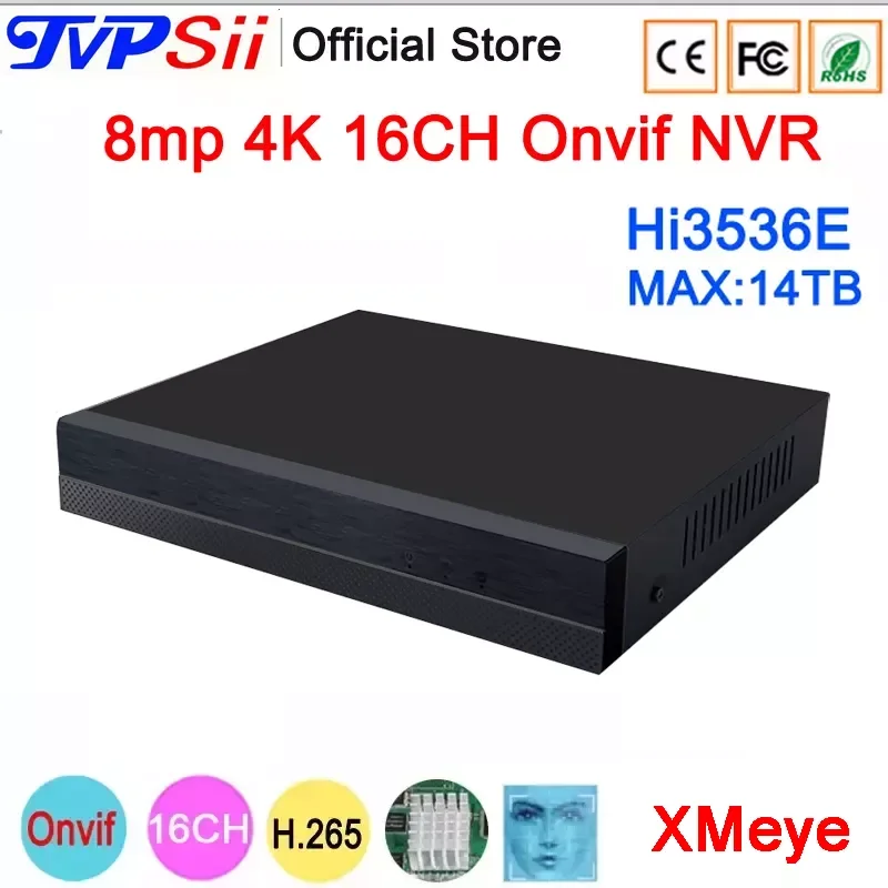 Видеорегистратор Hi3536E устройство для видеонаблюдения 12 В 2 А 8 Мп 4K XMeye с функцией