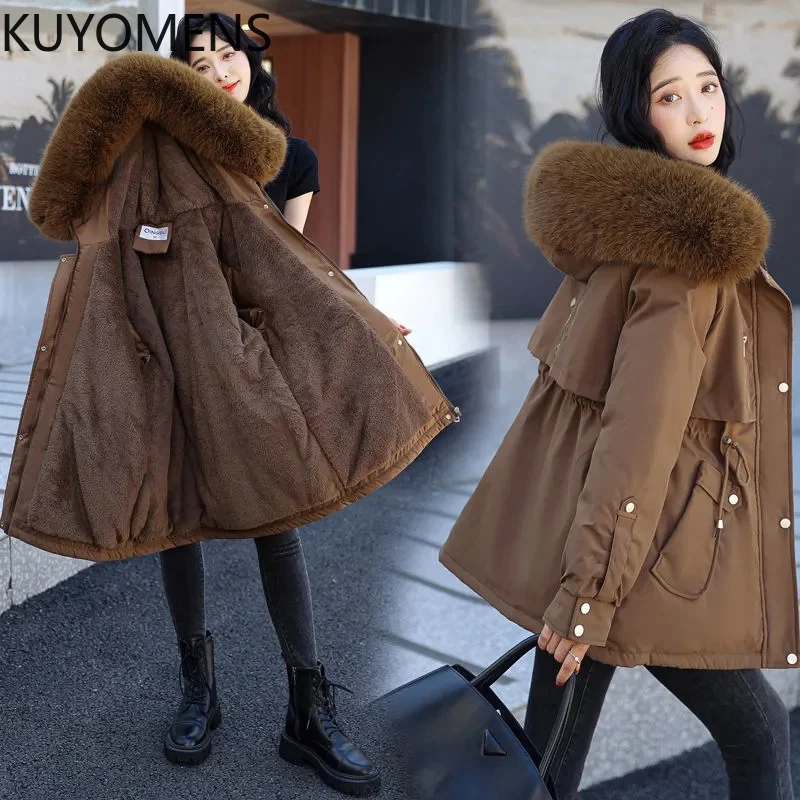 New Winter Jacket Women Parka Fashion Long Winter Coat Women Clothing Wool Liner Hooded Parkas Slim With Fur Collar Warm