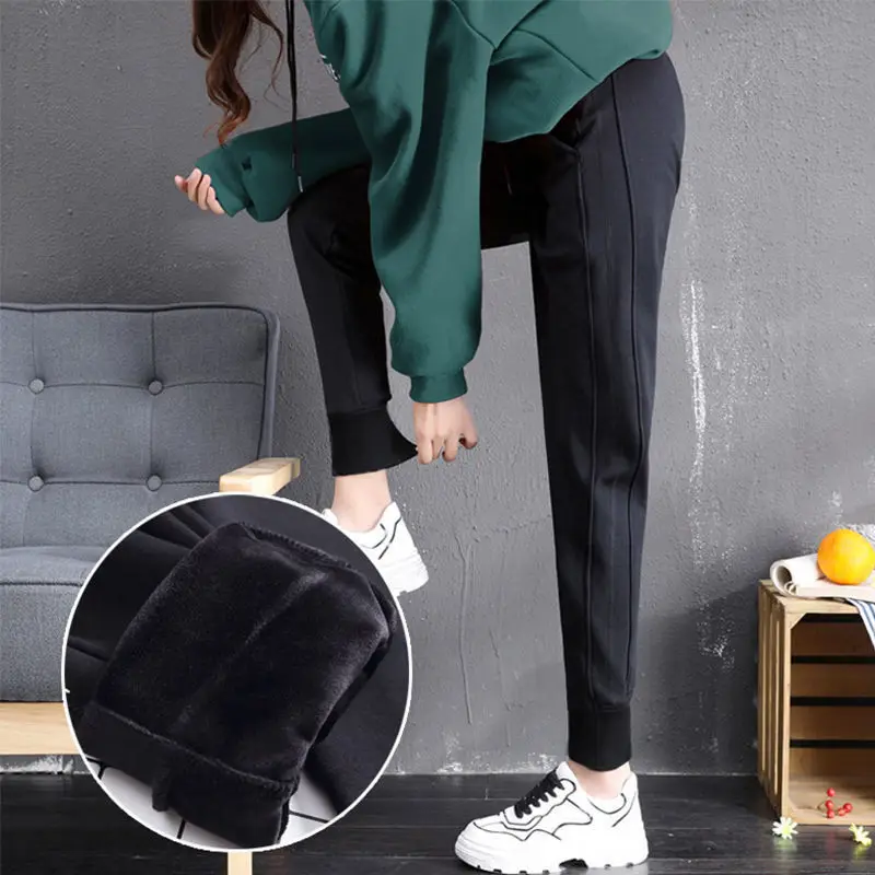 

Lush Thickened Sweatpants for Women In Autumn and Winter Wear Warm and Thin Loose Leggings Black Harun Pants Casual Pants
