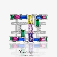 vinregem real 925 sterling silver colorful sapphire synthetic moissanite creative design ring for women gift drop shipping