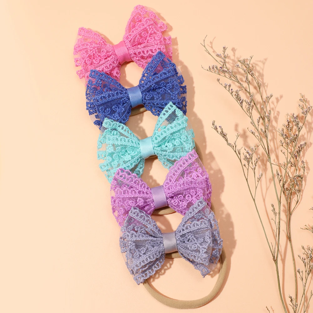 

New Lace Bow Baby Head Band Double Bowknot Headdress Cute Princess Hair Band For Kids Headwear Children Hair Accessories