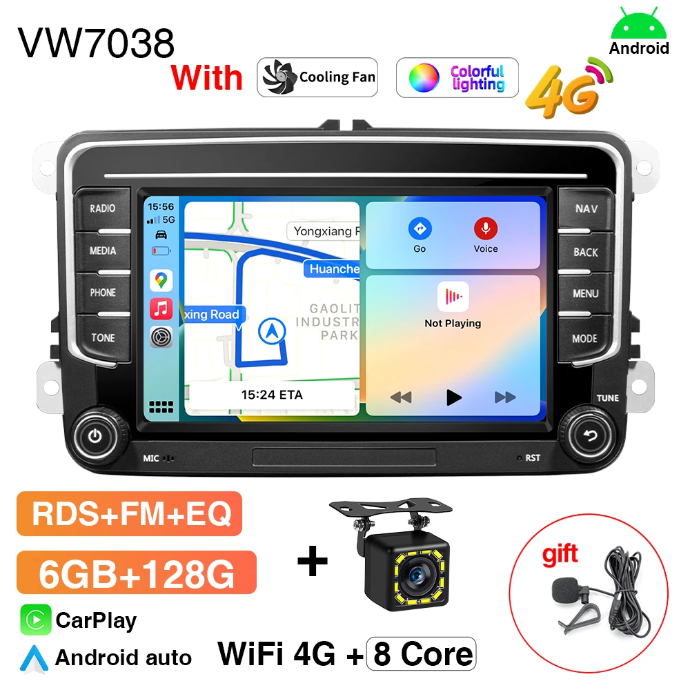 

GRANDnavi Android 13 Double DIN Автомобильный Мультимедийный Плеер GPS-навигация Для VW Volkswagen Skoda Octavia Golf 5 6 Tou...