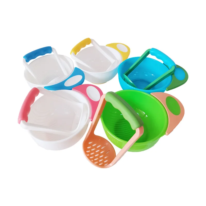 Baby Food Handmade Grinding Bowl Fruits /Vegetables Masher Bowl Children Infant Food Mills Kids Fine Grinding Rod Bowl for Baby