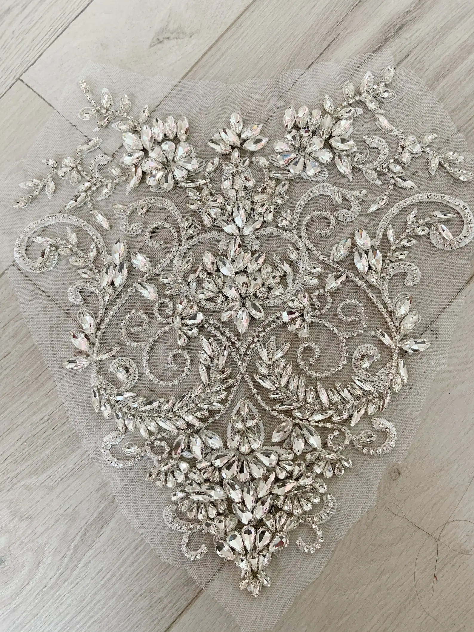 

Rhinestone Bridal Neckline Applique For Bridal Dress Neckline Evening Dress Crystal bridal Belt Appliques