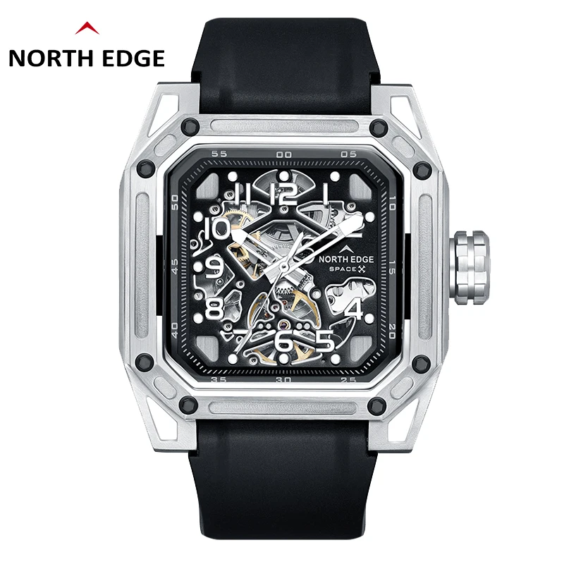 Pаспродажа NORTH EDGE новые механические часы для деловых мужчин ST2551 автоматические часы Роскошные скелетоны из нержавеющей стали 10 бар водонепроницаемые...
