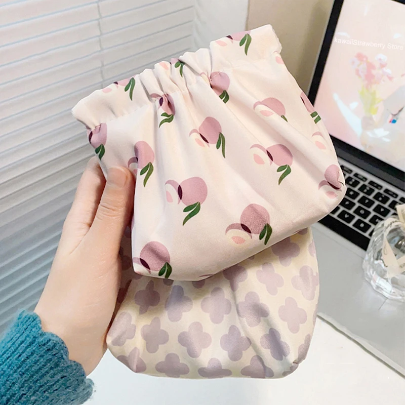 

Kawaii Peach Sanitary Pad Napkin Pouch Storage Bag For Women Girls Cute Portable Physiological Period Tampon Makeup Mini Bag