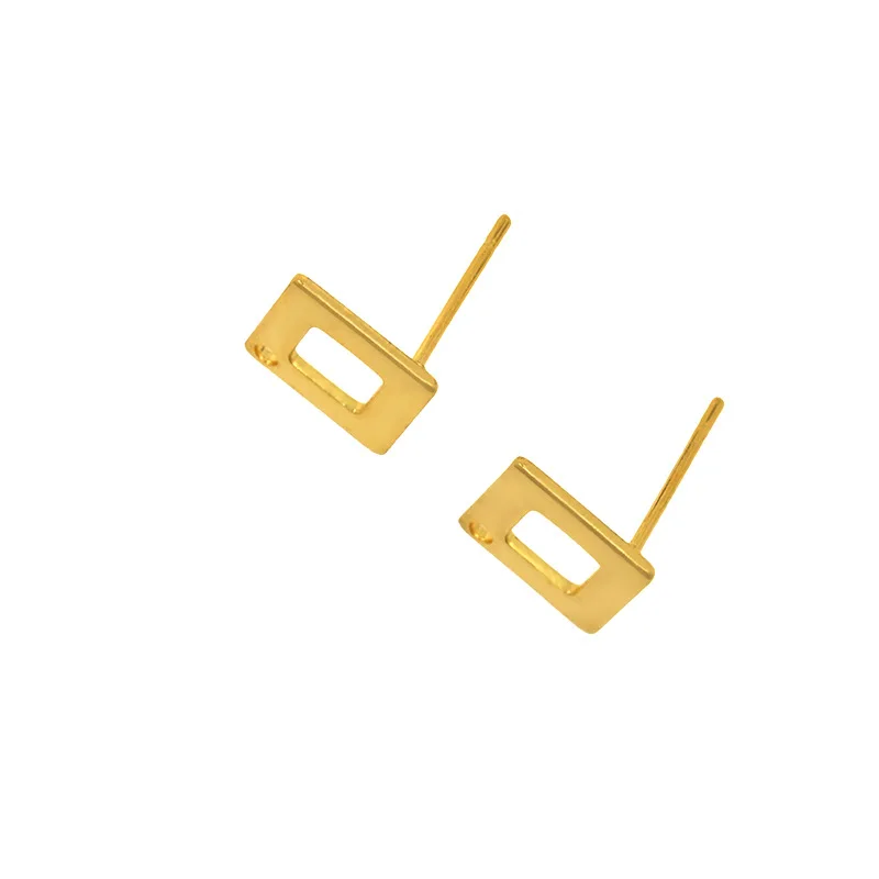 20Pcs Stainless Steel Square Stud Earrings With Holes Blank Base Tray Fit 10mm Jewelry  Making Earring Accessories Wholesale