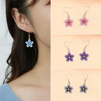 new ins stainless steel flower pendant earrings sweet romantic flower ladies heart earrings girl fashion jewelry gift for friend