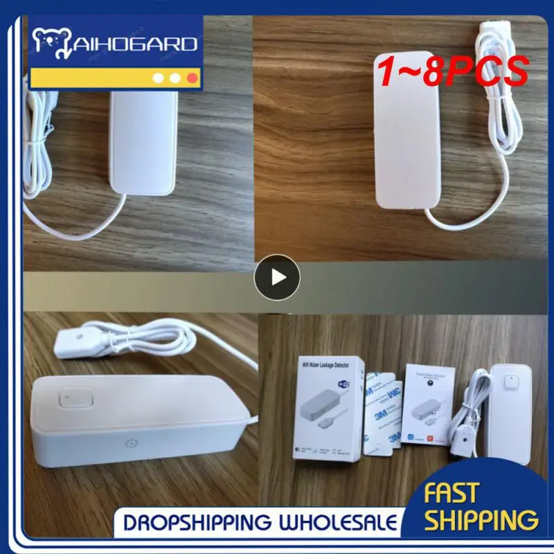 

1~8PCS Tuya Smart Flood Leakage Sensor Remote Monitor WiFi Water Overflow Level Detector Water Leak Sensor Security Sound Alarm