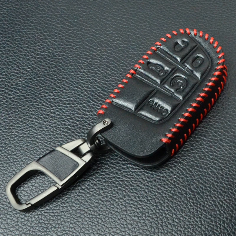 

Кожаный чехол для дистанционного ключа автомобиля для Jeep Grand Cherokee Renegade Dodge Charger Challenger Dart Journey Chrysler