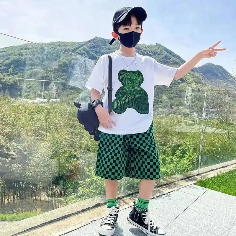 

Комплект одежды для девочек-подростков на весну и осень, костюм для девочек, клетчатая куртка и штаны, спортивный костюм из 2 предметов для ш...