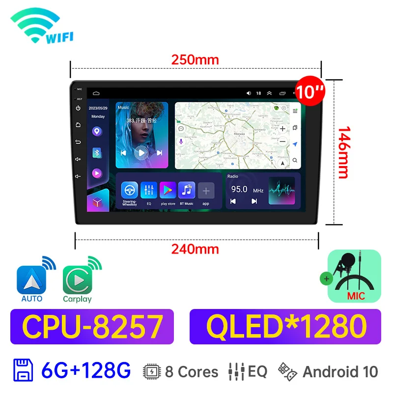 

Автомобильный радиоприемник, 10 дюймов, Android 12, 2 din, CarPlay, GPS-навигация, QLED, выдвижной экран, мультимедийный плеер, универсальная магнитола, Wi-Fi