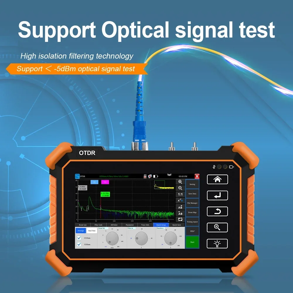 MINI OTDR 1310/1550 нм 26/24 дБ оптоволоконный рефлектометр с сенсорным экраном VFL OLS OPM карта