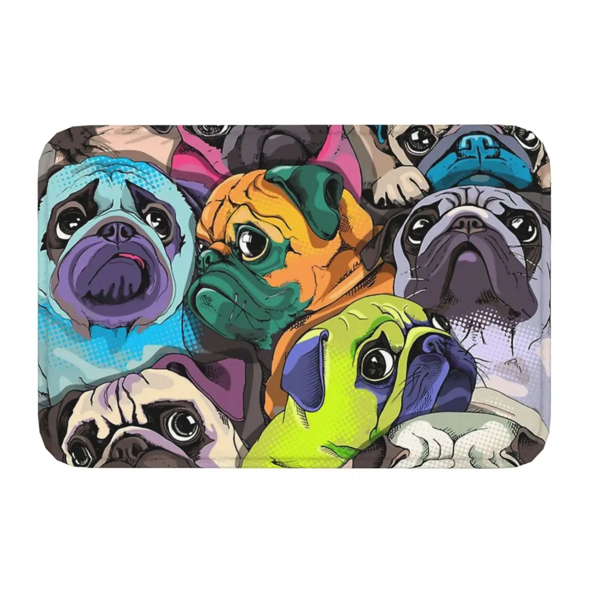 French Bulldog Bath Non-Slip Carpet Portrait Of Many Pugs Bedroom Mat Welcome Doormat Home Decoration Rug