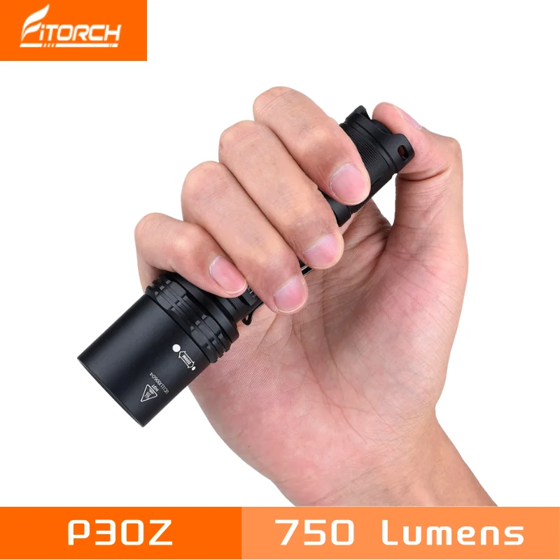 Fitorch P30Z LED Flashlight 750Lumens CREE XP-L Beam Zoomable Adjustable Beam EDC Torch Included 1 X 18650 Battery for Emergency