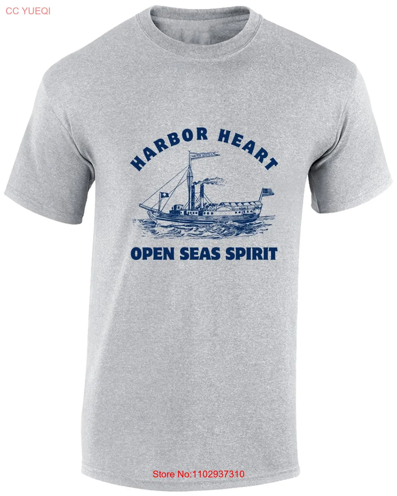 Мужская футболка NoEnName_Null темно-синяя с изображением сердца и паруса