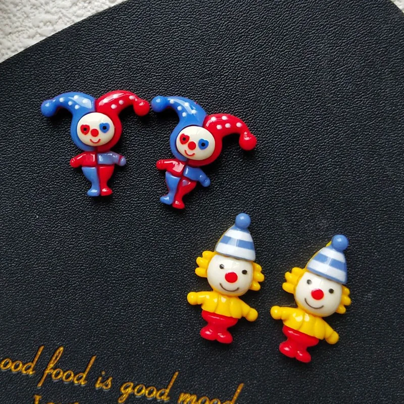 Деревянные цирковые серьги клоуна для женщин и девочек, милые смешные Мультяшные модные ювелирные украшения, серьги-гвоздики, крупные Серьги Brincos Mujer