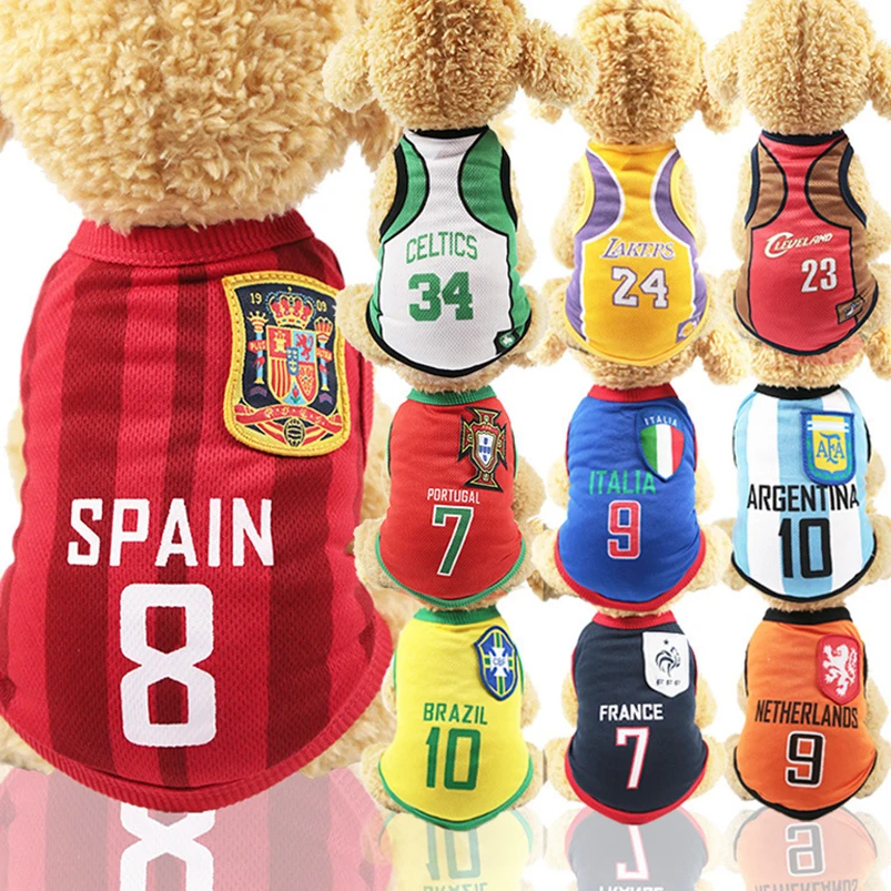 Dog Shirt Cat Clothes Ventilate for Big Dog Puppy Summer Clothes World Cup Jersey Spring Summer Dog Vest Sweatshirt chihuahua