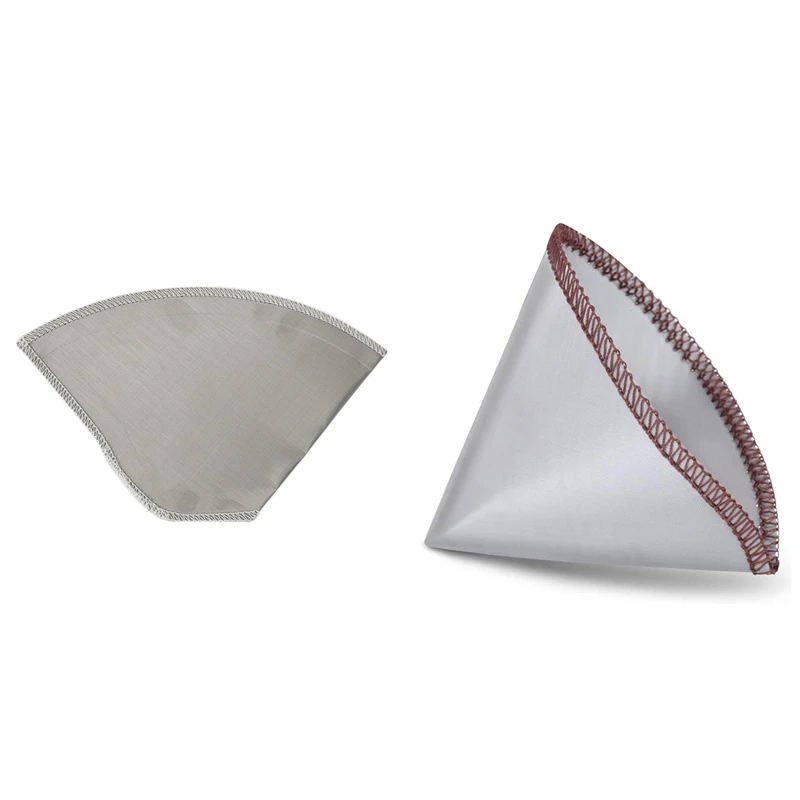 

2X Reusable Pour Over Coffee Filter Stainless Steel Fine Mesh Coffee Filter Drip Cone Paperless Universal Coffee Filter