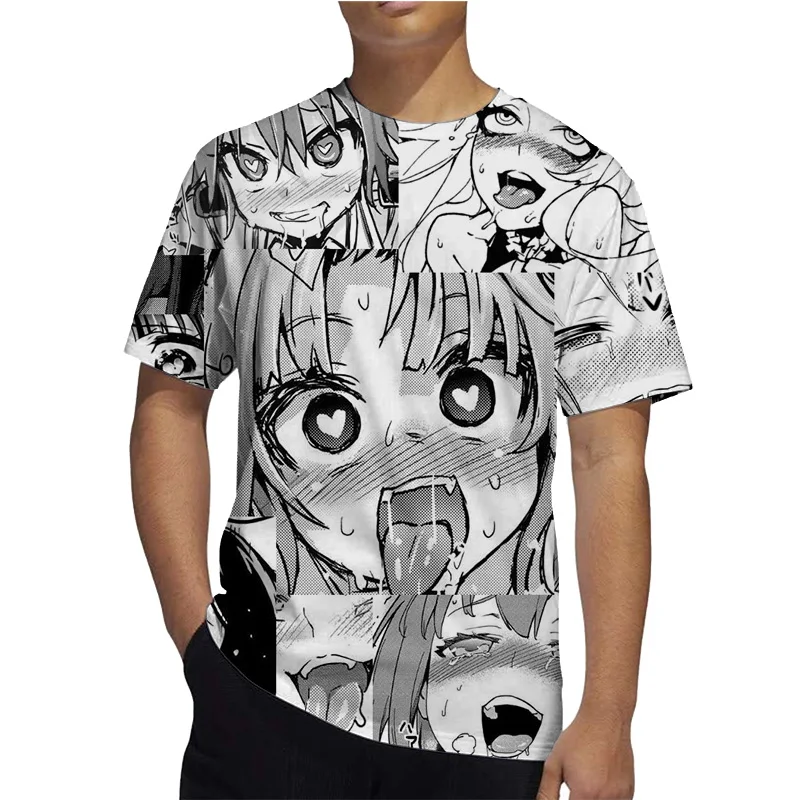 

Summer New men's T-shirt Oversized Loose Clothing Retro Short Sleeve Fashion Animation Expression Craze 3DO Collar T-shirt