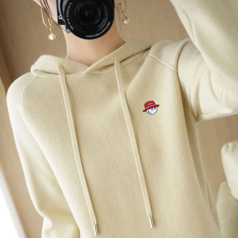 Women's Golf Clothing 2022 Autumn Winter The New Horse Golf Wear Women Sweater Soft Warm and Comfortable Knitted Hooded Sweater