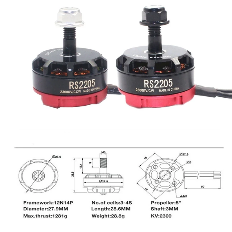 RC RS2205 2205 2300 кВ металлический бесщеточный двигатель для 2-6S 20A/30A/40A ESC FPV QAV250 X210