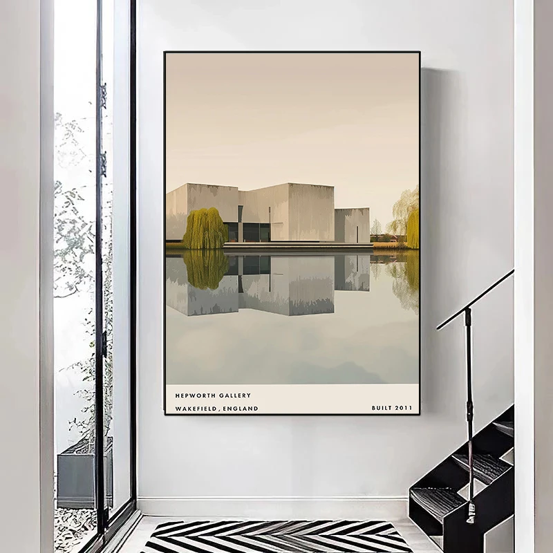 Современный минималистичный постер середины века архитектура Баухауза холст