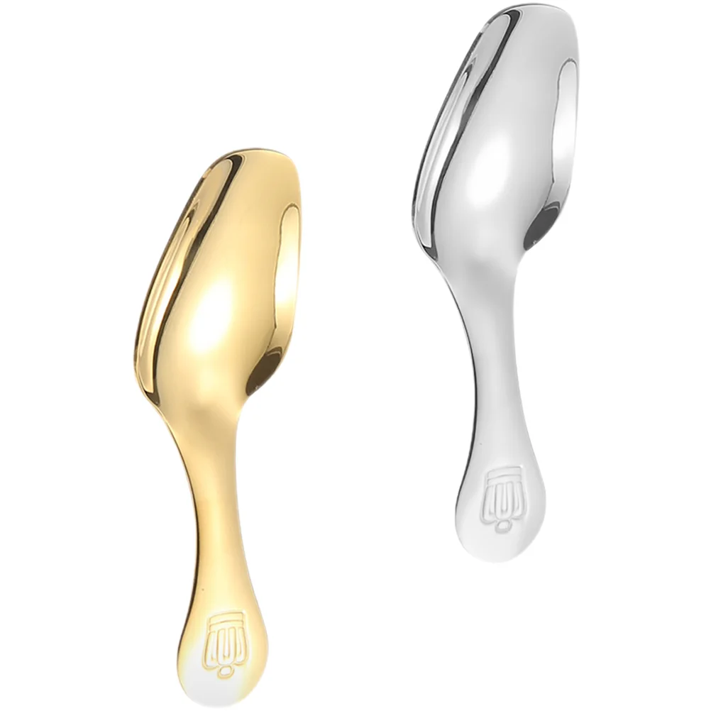 

2 Pcs Small Dessert Spoons Dessert Home Supply Tasting Spoons Portable Stainless Steel Scoop Mini Tiny Convenient 304 Small