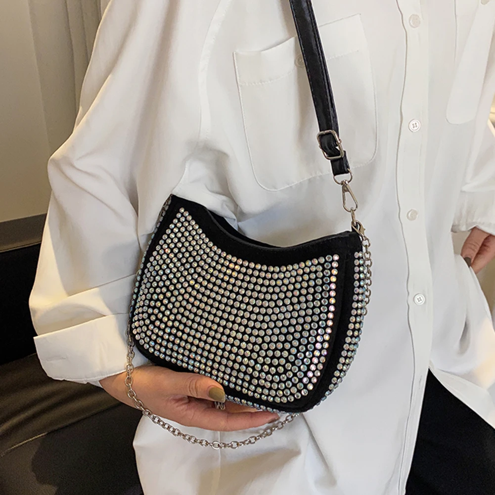 

2022 INS New Fashion Full Rhinestone Diamond Hand-held Underarm Bag Shoulder Messenger Tote Bag Luxury Designer Purses Handbags
