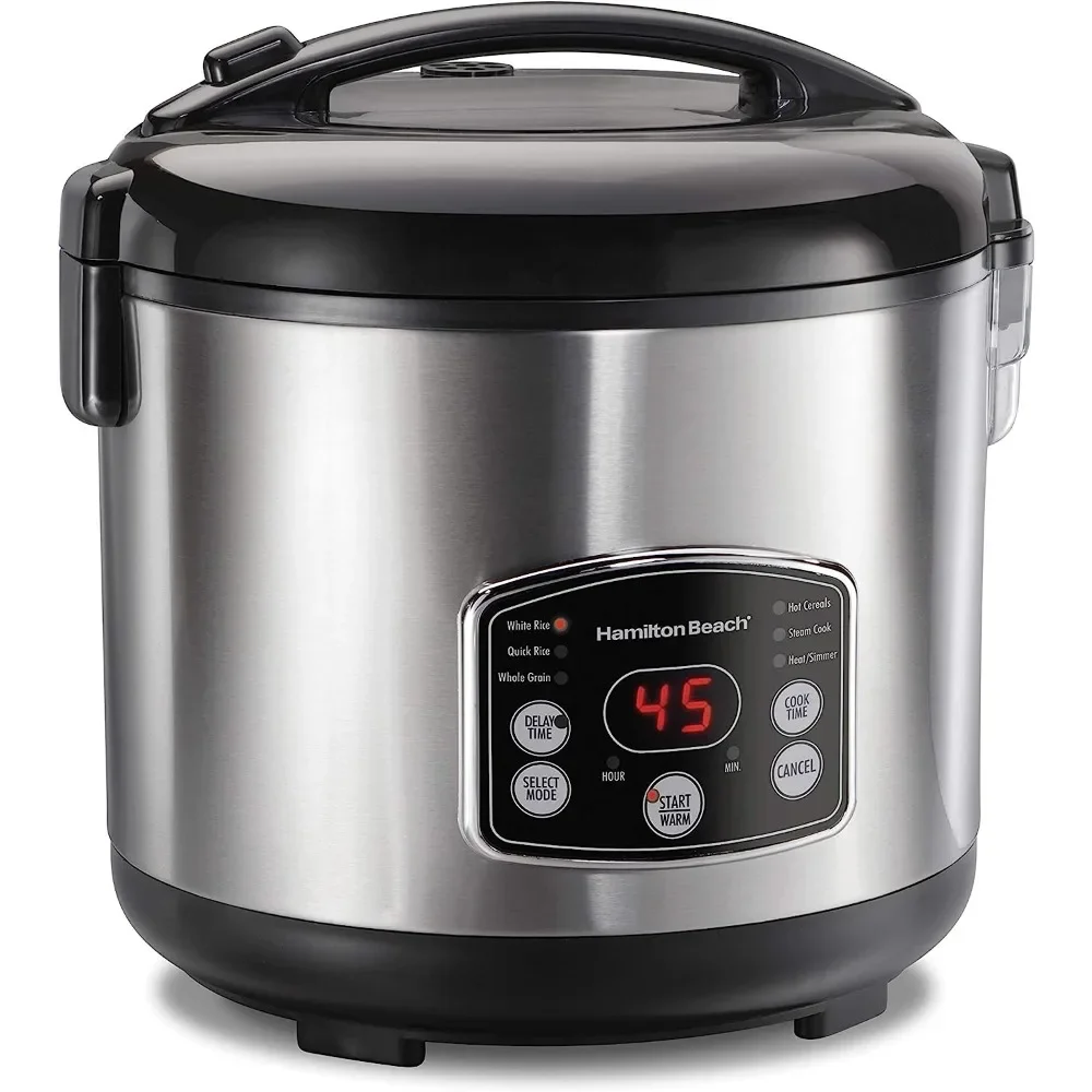 

Digital Programmable Rice Cooker & Food Steamer, 14 Cups Cooked (7 Uncooked) With Steam & Rinse Basket, Stainless Steel