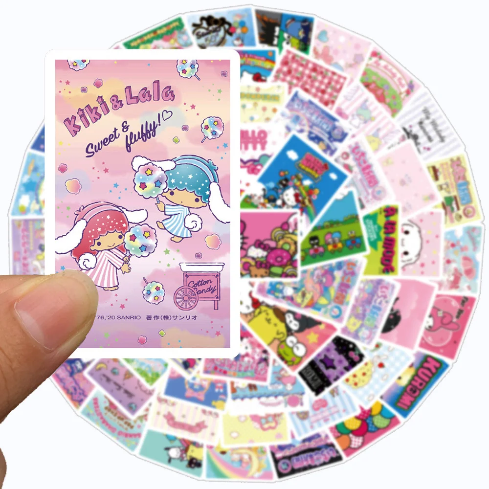 

100pcs Sanrio Hello Kitty My melody Kuromi Stickers Kawaii Girls Cartoon Poster Decals DIY Diary Laptop Phone Kids Sticker