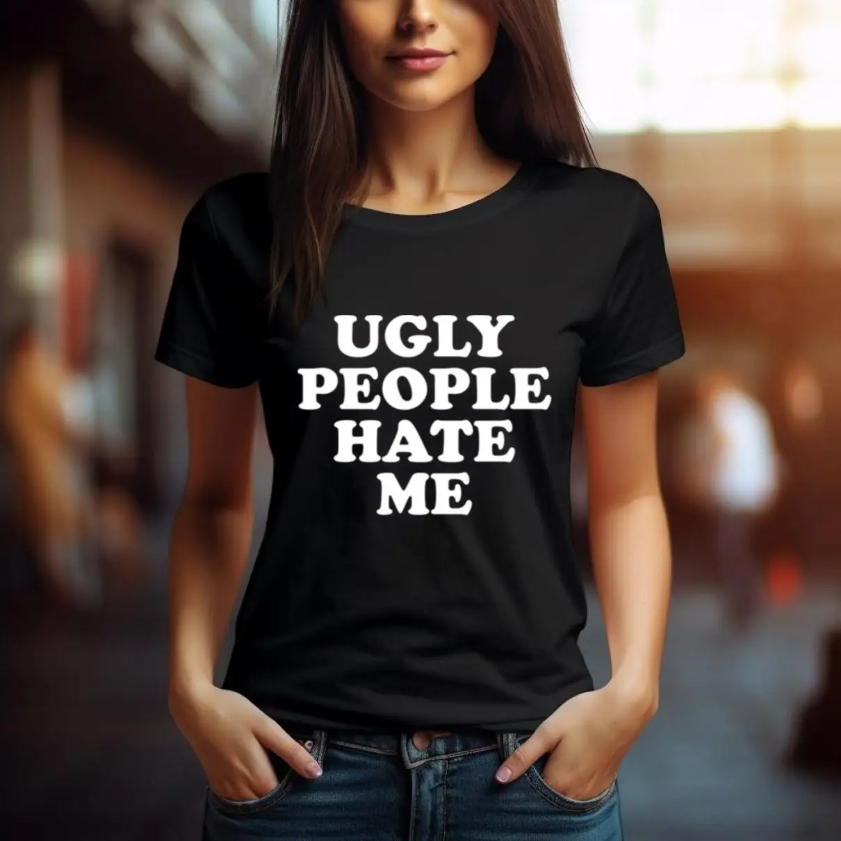 Футболка женская с надписью No People Hate Me