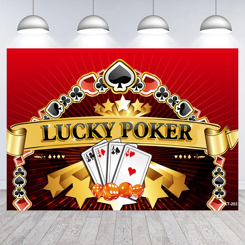 

Backdrop Photography Lucky Poker Red Curtain Gold Glitter Birthday Party Photography Background Photo Booth Studio Decoration