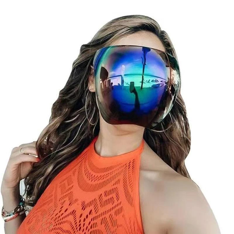 One-Piece HD Transparent Anti-Fog Anti-Splash Protective Mask Anti-Pollen Space Multi-Color Coating Goggles