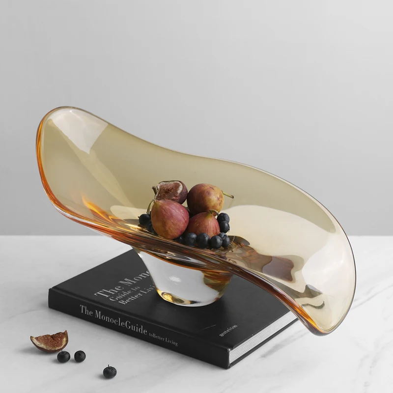 

Italian Handmade Glazed Art Fruit Plate Crystal Glass Storage Tray Home Dining Table Coffee Table Ornaments assiettes de table