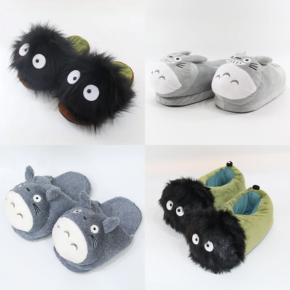 

My Neighbor Totoro Cosplay Slippers Hayao Miyazaki Anime Kawaii Fairydust Toy Dust Elves Black Briquettes Elf Plush Shoes
