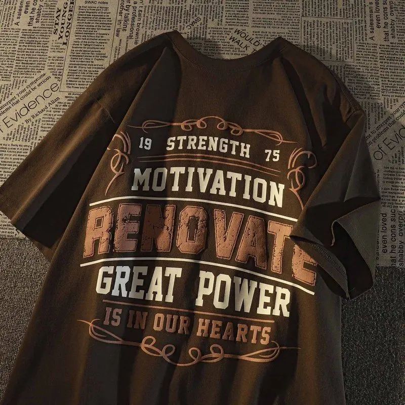 

Винтажная хлопковая уличная футболка в стиле хип-хоп в американском ретро-стиле с коротким рукавом для мужчин и женщин, Свободные повседнев...