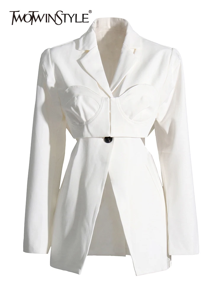 

Женский однобортный Блейзер twotwin2, блейзер с отложным воротником и длинными рукавами в стиле пэчворк, осенний стиль
